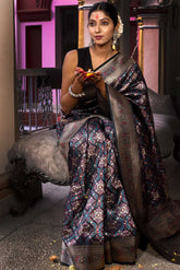 Black Tanchoi Jamawar Banarasi Handloom Saree